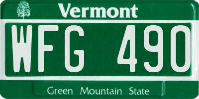 VT license plate WFG490