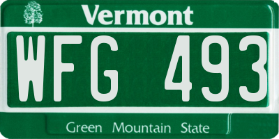VT license plate WFG493