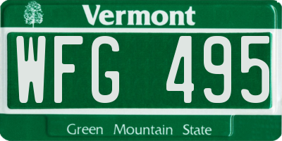 VT license plate WFG495