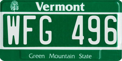VT license plate WFG496