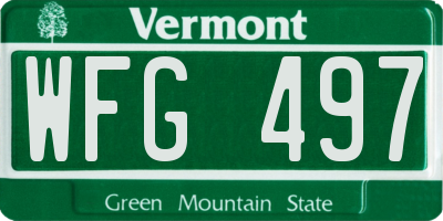 VT license plate WFG497