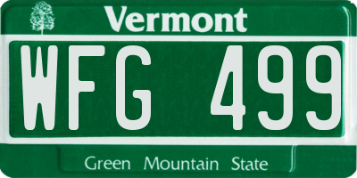 VT license plate WFG499