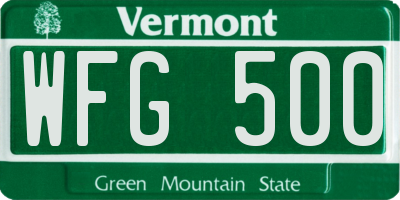 VT license plate WFG500