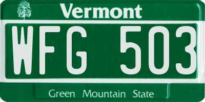 VT license plate WFG503