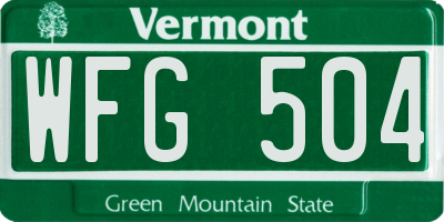 VT license plate WFG504