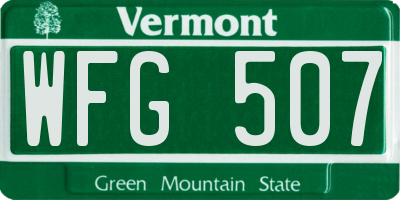 VT license plate WFG507