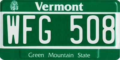 VT license plate WFG508