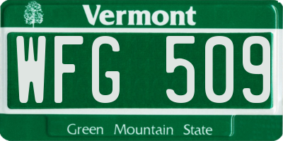VT license plate WFG509