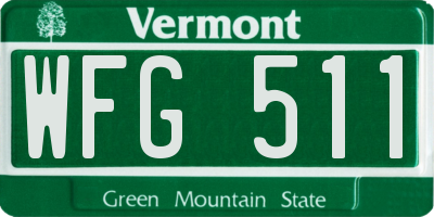 VT license plate WFG511