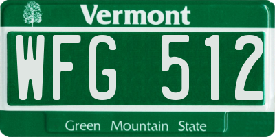 VT license plate WFG512