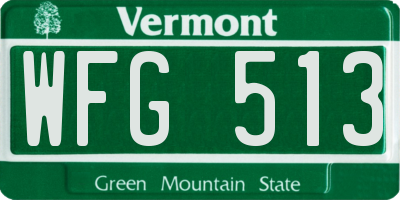 VT license plate WFG513