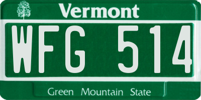 VT license plate WFG514