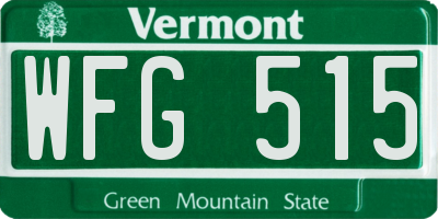 VT license plate WFG515