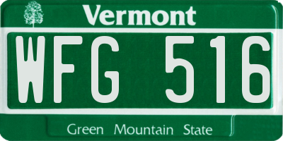 VT license plate WFG516