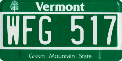 VT license plate WFG517