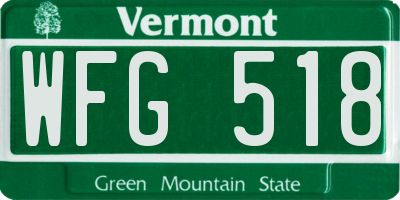 VT license plate WFG518
