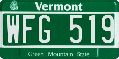 VT license plate WFG519