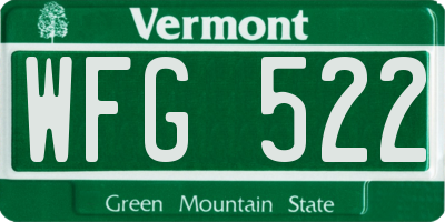 VT license plate WFG522