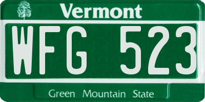 VT license plate WFG523