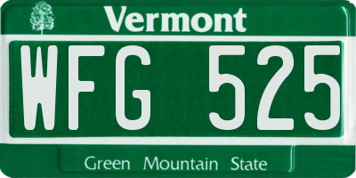VT license plate WFG525