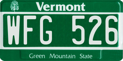 VT license plate WFG526