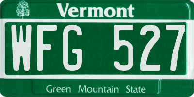 VT license plate WFG527