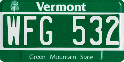 VT license plate WFG532