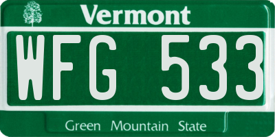 VT license plate WFG533