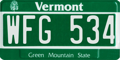 VT license plate WFG534