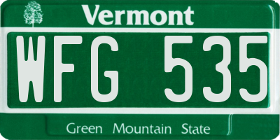 VT license plate WFG535