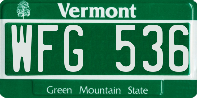 VT license plate WFG536