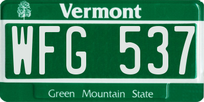 VT license plate WFG537