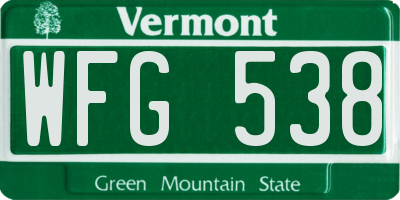 VT license plate WFG538