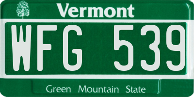 VT license plate WFG539