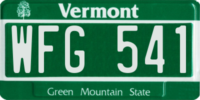 VT license plate WFG541