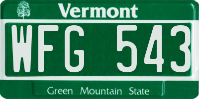 VT license plate WFG543