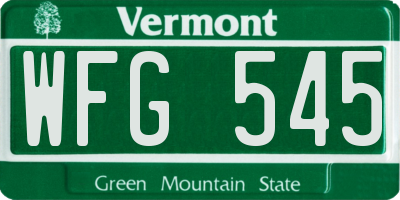 VT license plate WFG545