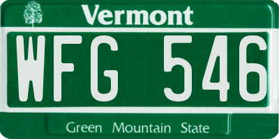 VT license plate WFG546