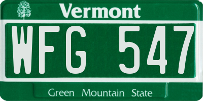 VT license plate WFG547