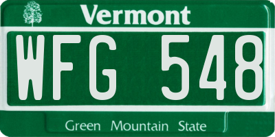 VT license plate WFG548