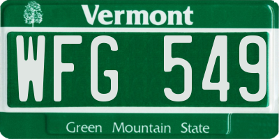 VT license plate WFG549