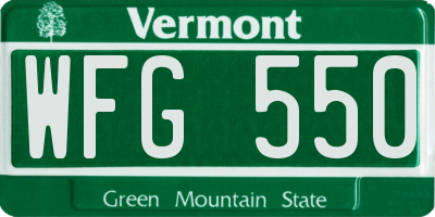 VT license plate WFG550