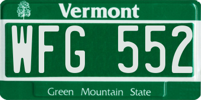 VT license plate WFG552