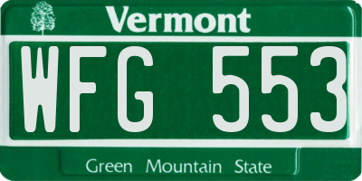 VT license plate WFG553