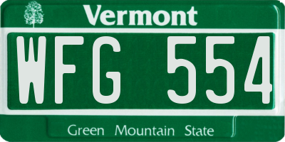 VT license plate WFG554