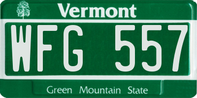 VT license plate WFG557