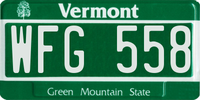 VT license plate WFG558