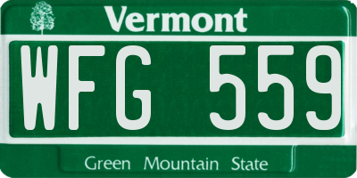 VT license plate WFG559