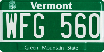 VT license plate WFG560