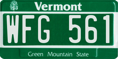 VT license plate WFG561